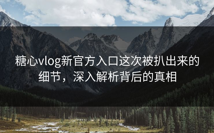 糖心vlog新官方入口这次被扒出来的细节，深入解析背后的真相