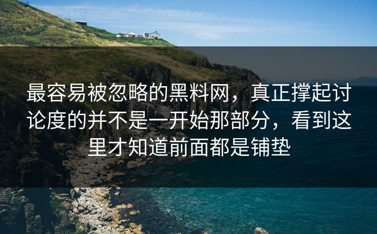 最容易被忽略的黑料网，真正撑起讨论度的并不是一开始那部分，看到这里才知道前面都是铺垫